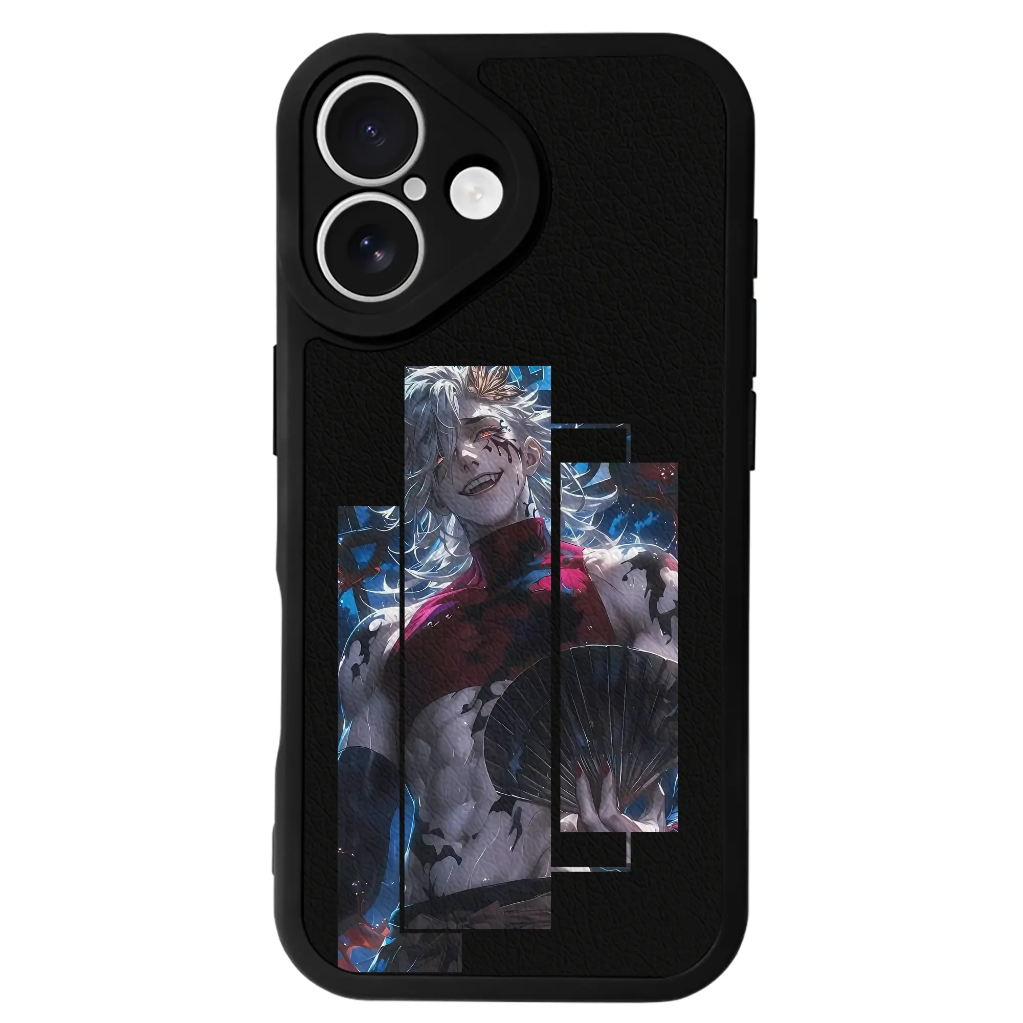 鬼滅の刃 グッズ,童磨 - IPhone 16シリーズ対応 ・ シリコンスマホケース ・ レザー調 ・ 高精度フィット ・ 耐衝撃 ・ ワイヤレス充電対応 ・ 精密カット